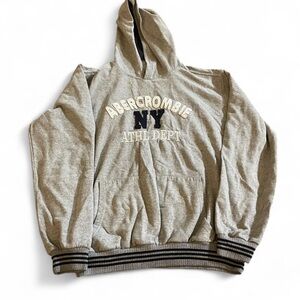 Men’s Vintage Abercrombie & Fitch Gray NY Athletic Dept Logo Hoodie Size XL